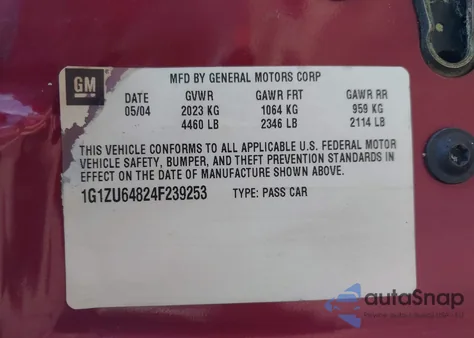 2004 Chevrolet Malibu Maxx Lt из США, поврежденный, VIN 1G1ZU64824F239253